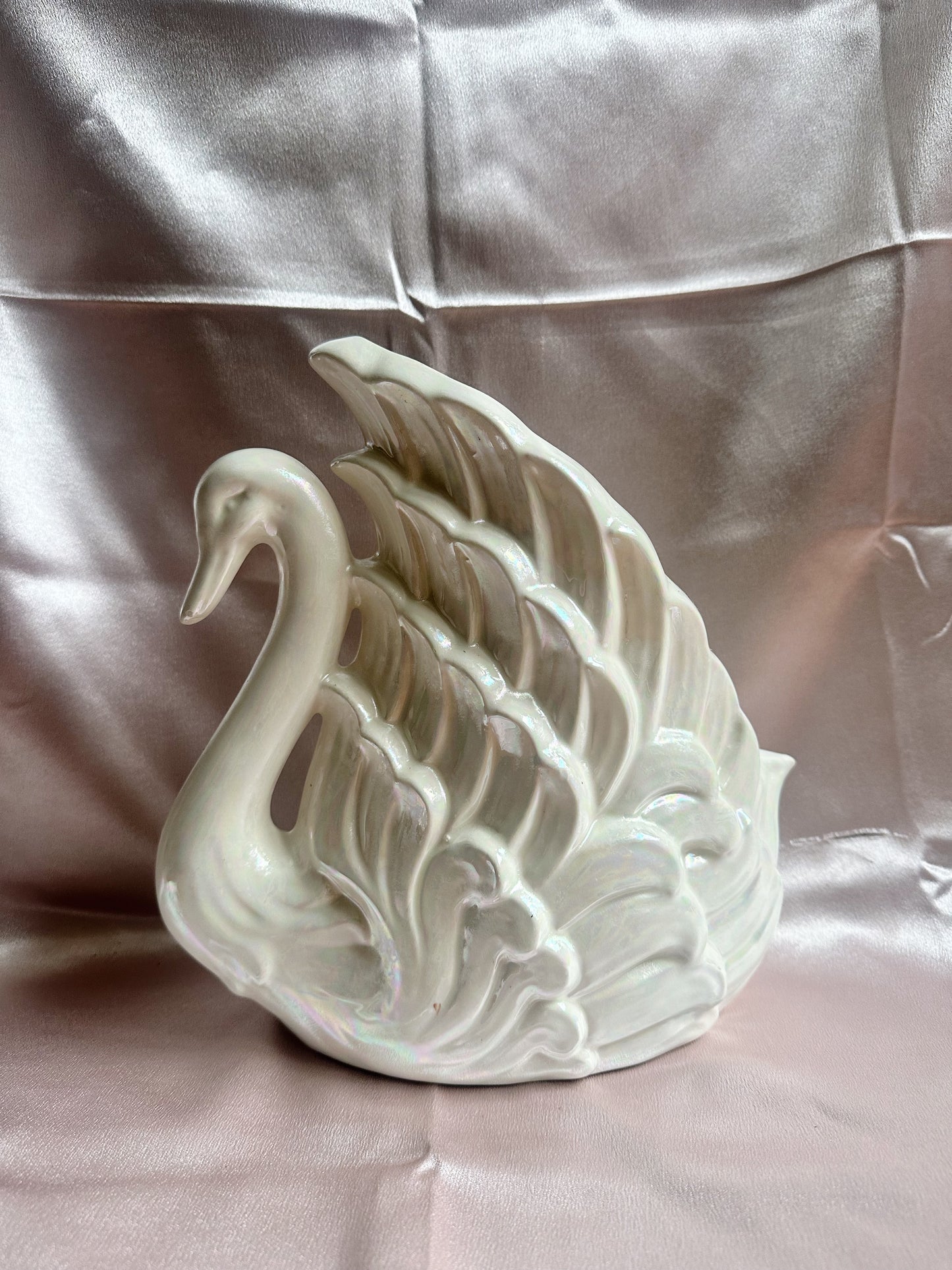 Vintage Iridescent Swan Vase