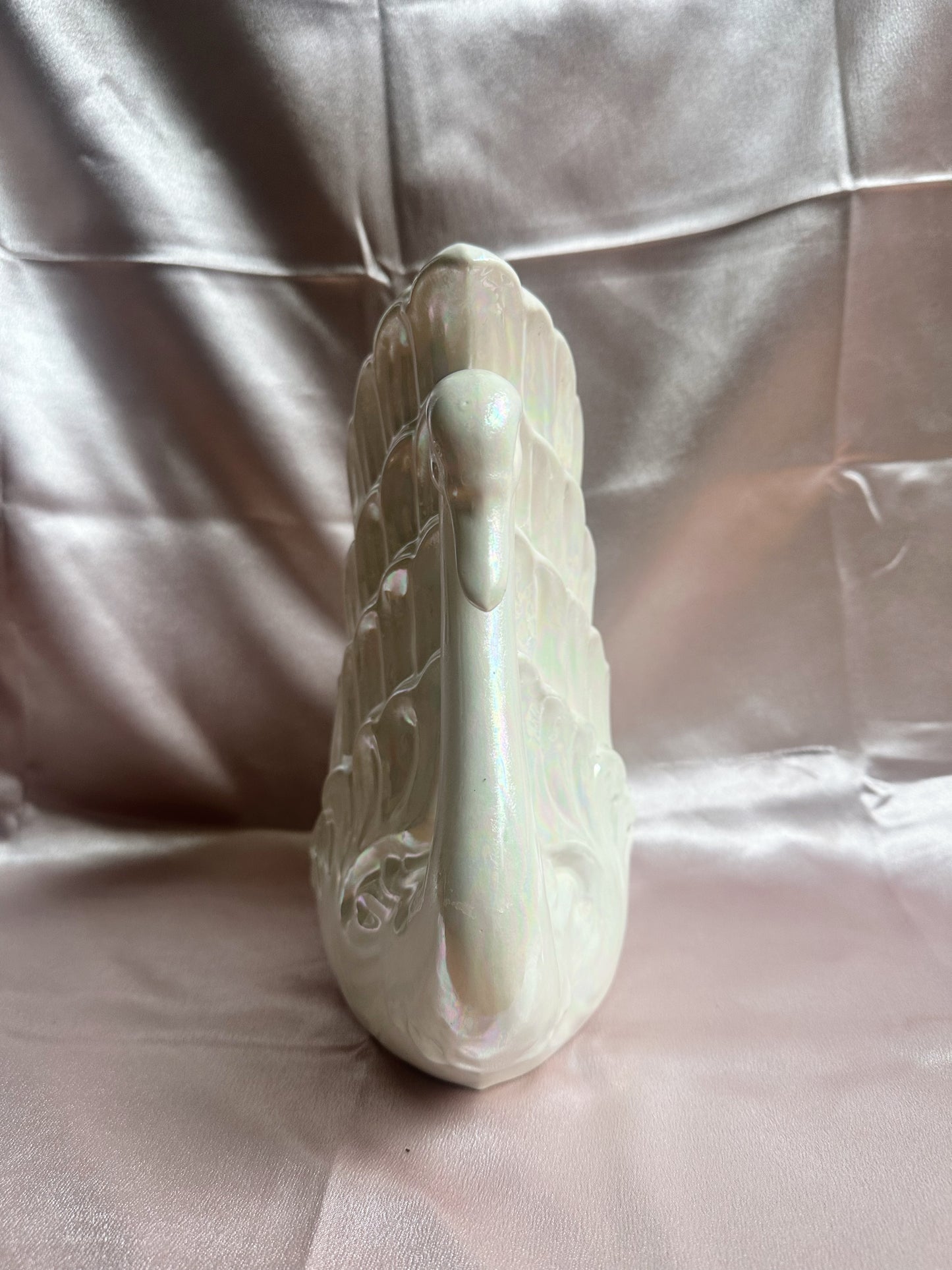 Vintage Iridescent Swan Vase