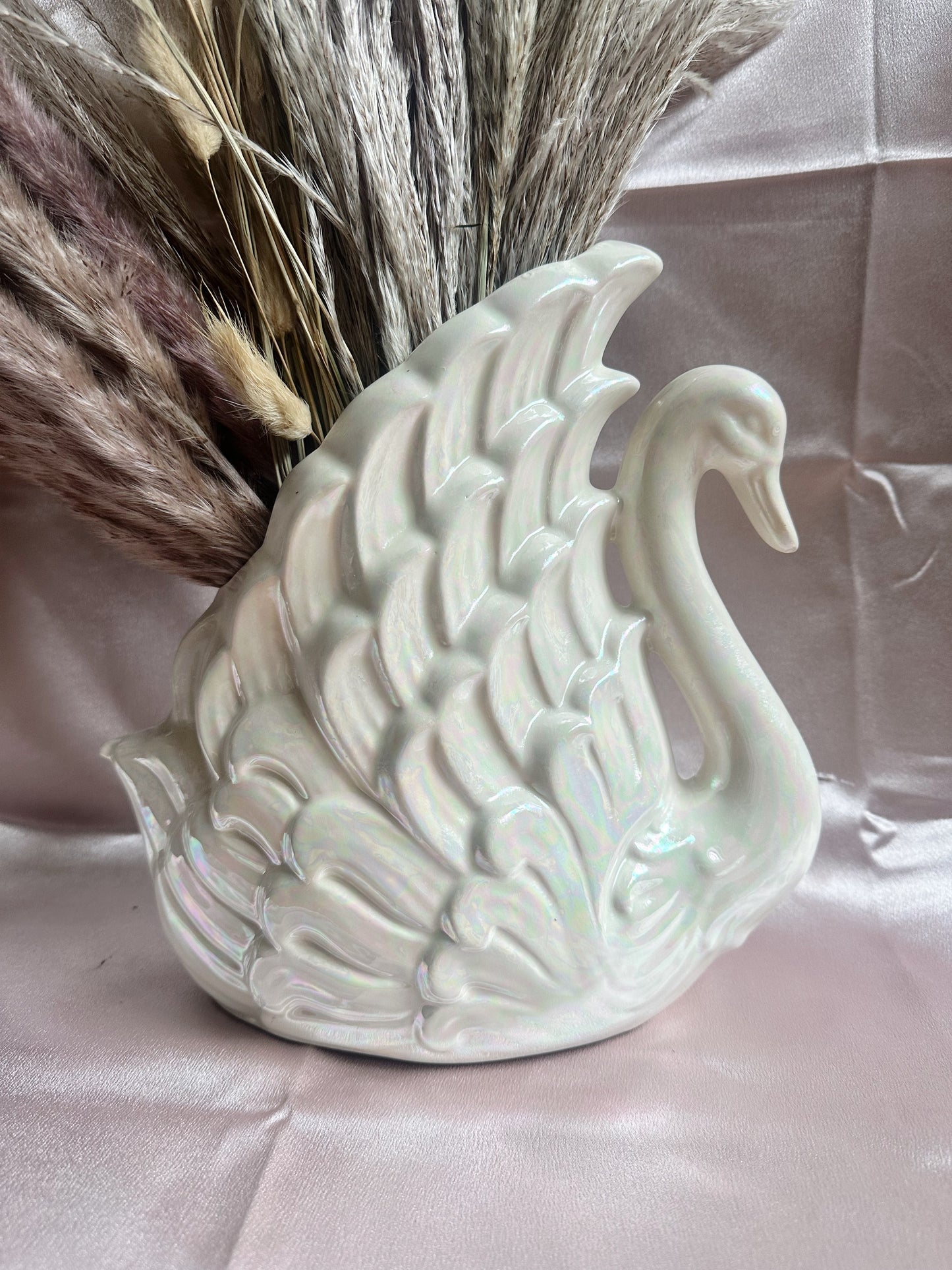 Vintage Iridescent Swan Vase