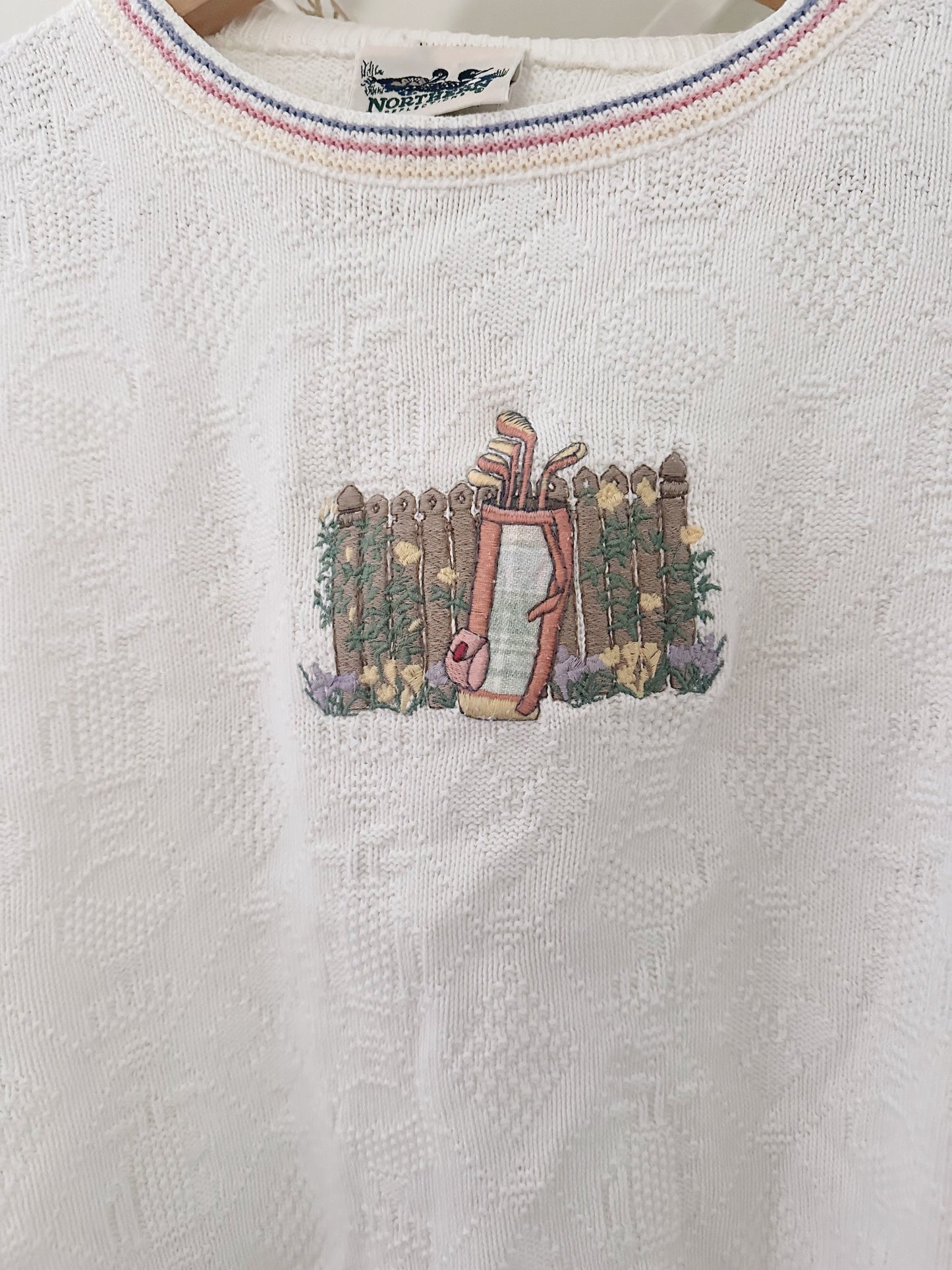Vintage 90s Northern Reflections White Golfing Long Sleeve Sweater