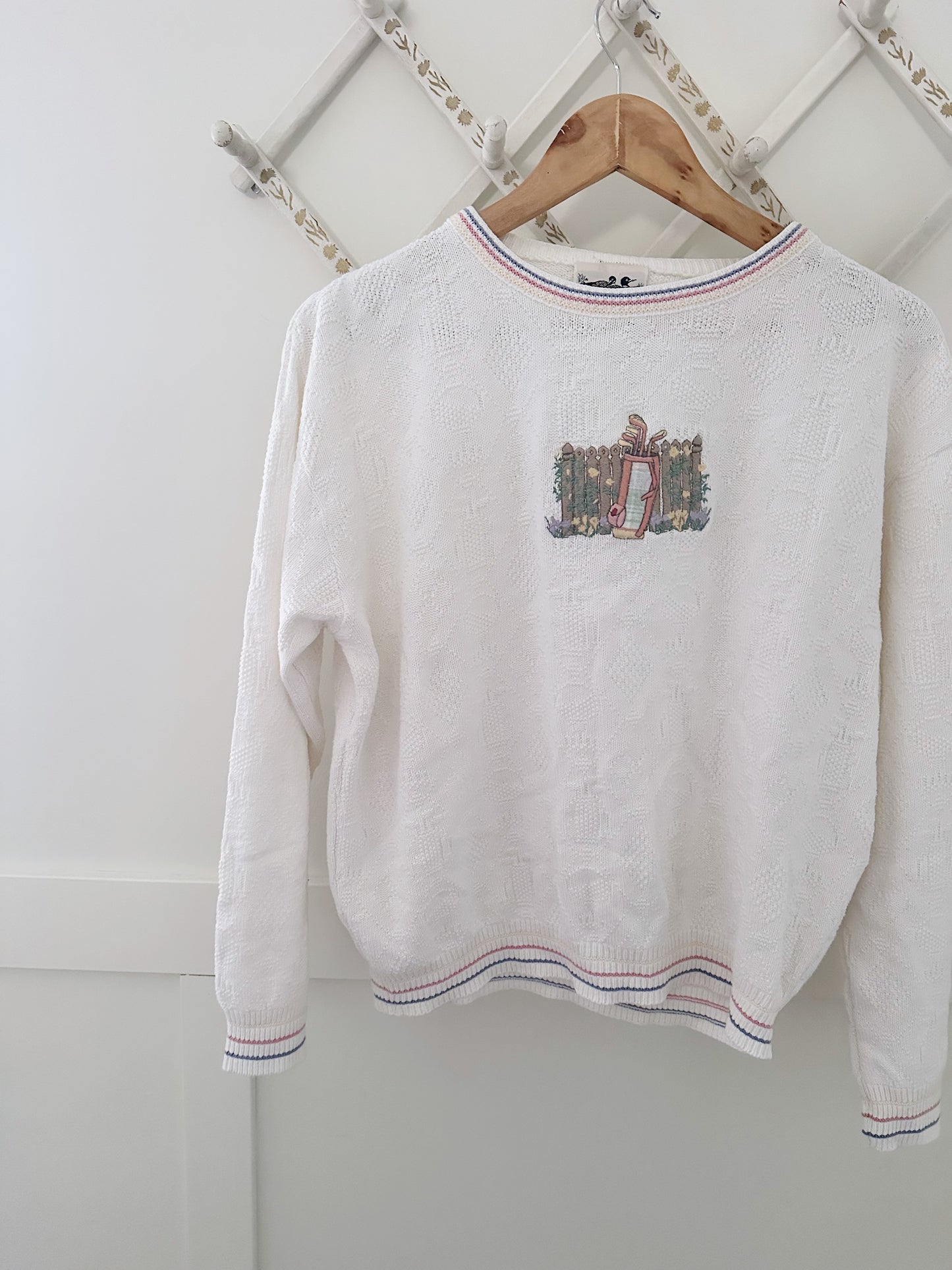 Vintage 90s Northern Reflections White Golfing Long Sleeve Sweater