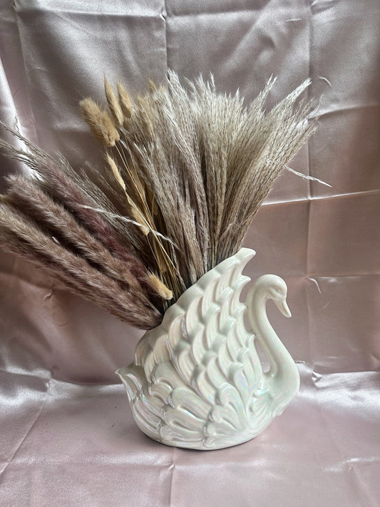 Vintage Iridescent Swan Vase